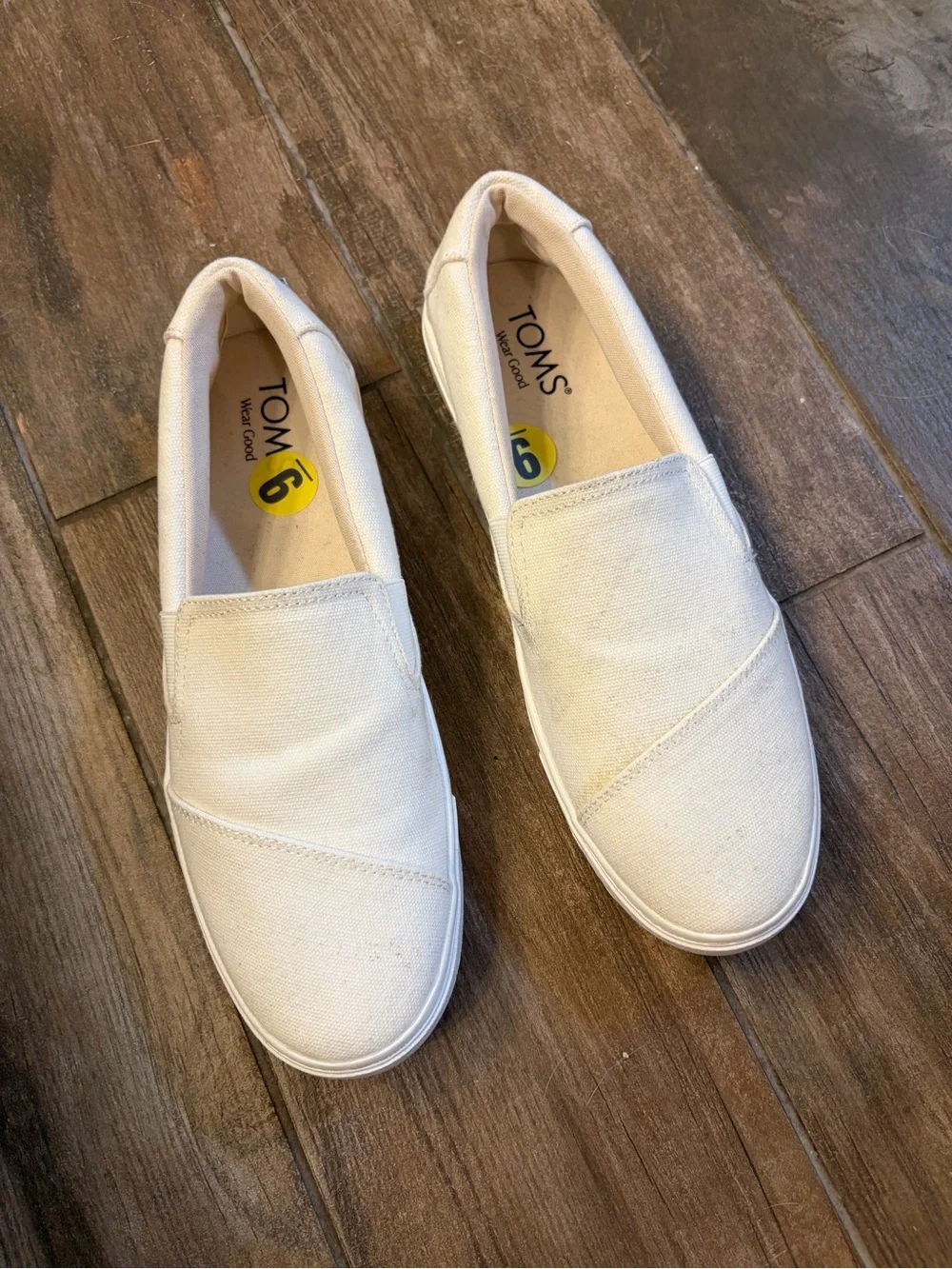 TOMS White Canvas Slip-On Shoes